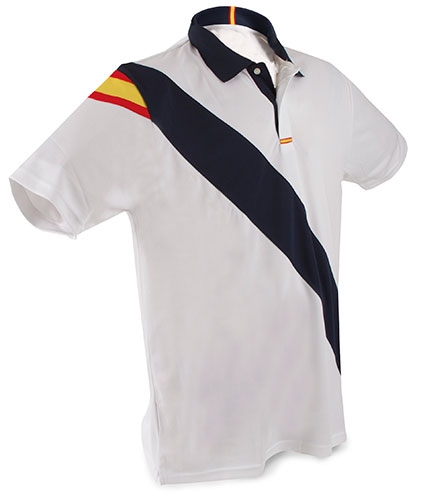 Polo Pádel Dry Fresh blanco Bandera España